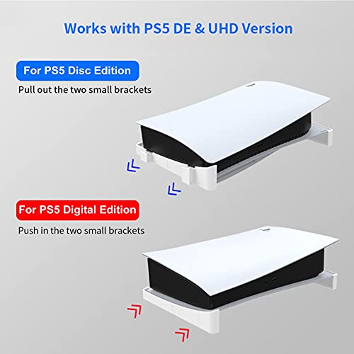 Facynde Soporte horizontal para PS5, compatible con Play-station 5 Disc y ediciones digitales, soporte de disipación de calor, ahorro de espacio, color blanco