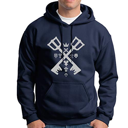 Fanta Universe Keyblade - Sudadera con Capucha Hombre - 50% Algodón (L, Azul Oscuro)