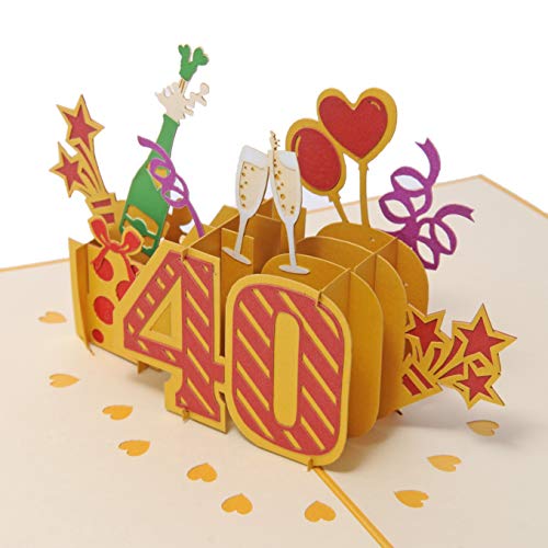 Favour Pop Up Tarjeta de felicitación para 40 cumpleaños - (oro, 13 x 18 cm)