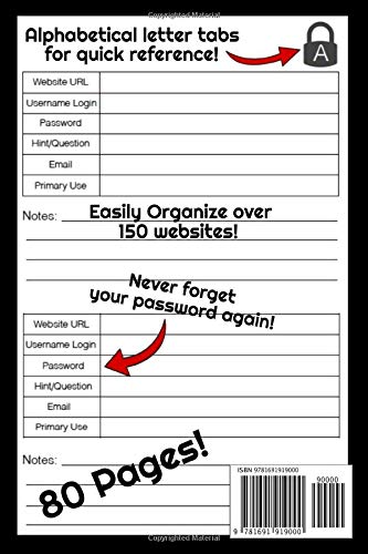 F*ck I forgot my Password: Internet Password Book Organizer with Alphabetical Tabs. Easily Track Websites, Usernames, Passwords and More.