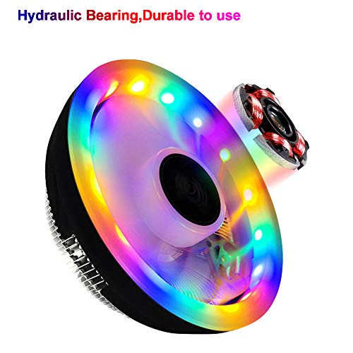 Feicuan RGB Ventiladores de CPU Ruido bajo 3 Pin Disipador de CPU para Intel AMD, Enchufe Universal Cojinete hidráulico, CPU Recomendada de hasta 65 W