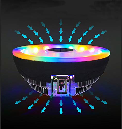 Feicuan RGB Ventiladores de CPU Ruido bajo 3 Pin Disipador de CPU para Intel AMD, Enchufe Universal Cojinete hidráulico, CPU Recomendada de hasta 65 W