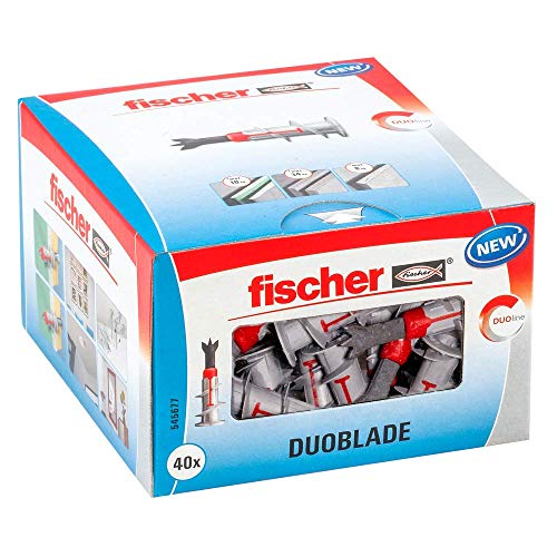 fischer - Tacos para yeso autoperforantes DuoBlade para colgar cuadros, lámparas, Caja tacos pladur y yeso 40 uds