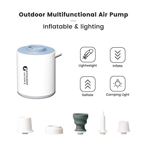 FLEXTAILGEAR Tiny Pump es una Bomba de Aire ultrapequeña portátil con una batería de Litio Recargable de 1300 ma USD, Que Puede inflar y bombear Aire para Piscinas, colchones de Aire, colchones Aire