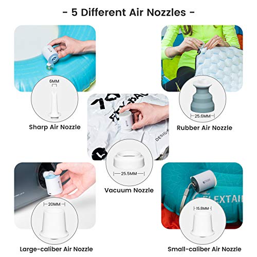 FLEXTAILGEAR Tiny Pump es una Bomba de Aire ultrapequeña portátil con una batería de Litio Recargable de 1300 ma USD, Que Puede inflar y bombear Aire para Piscinas, colchones de Aire, colchones Aire