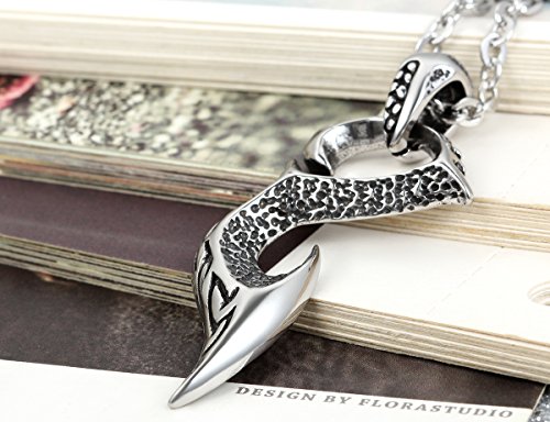 Flongo Joyería Colgante Collar Acero Inoxidable Retro Vintage Fénix Llama Tótem Tribal Adorno Punk Hombre