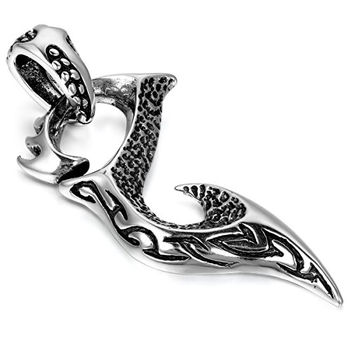 Flongo Joyería Colgante Collar Acero Inoxidable Retro Vintage Fénix Llama Tótem Tribal Adorno Punk Hombre