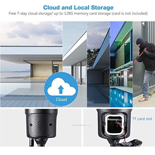 FLOUREON YI IOT Cámara de Vigilancia Exterior, IP WiFi Cámara de Seguridad 1080P, Audio Bidireccional, Detección de Movimiento, Almacenamiento en la Nube, Impermeable IP66, Compatible con Alexa