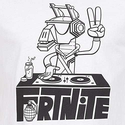 Fortnte DJ Logo Camiseta para hombre + adolescentes blanco - negro, Blanco, XL