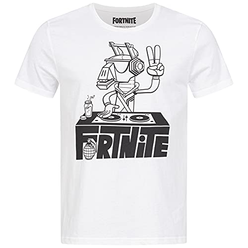 Fortnte DJ Logo Camiseta para hombre + adolescentes blanco - negro, Blanco, XL
