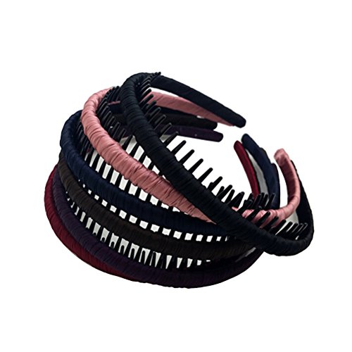 Frcolor 6 unids Niñas/Mujeres Color Mezclado Diademas Vendas Cubiertas Dientes Peine Pelo Aro Headwear Accesorio