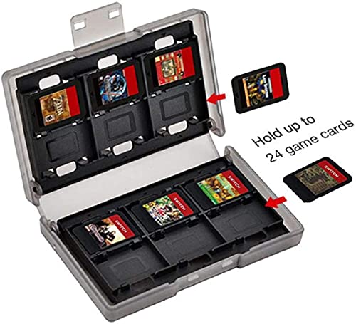 Funda para Almacenamiento De 24 Juegos - Organizador de Tarjeta de Juego para Nintendo Switch, Caja de Juego Compatible con Nintendo Switch, Estuche Transparente para Almacenar Game Cards (Negro)