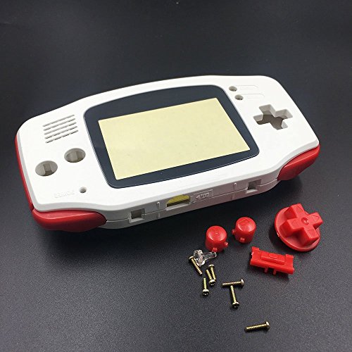 Funda Shell Case Shell Shell Shell Shell Case Case Case Pack Carcasa con destornillador y almohadilla de goma conductora para Gameboy Advance GBA (Blanco-Rojo)