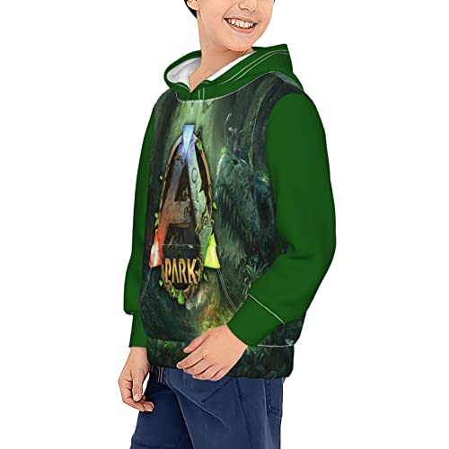 FXLETAZ Ark Survival Evolved Niños Niños Sudaderas con Capucha Impresión 3D Diseño Fresco Sudadera con Capucha de Lana con Bolsillo Casual 6 años Negro