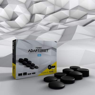 GAIMX Bundle Starter PS4 - RAISX + CURBX Set de prueba + Set de adaptadores + Paquete de merchandising para principiantes - Accesorios para el mando de juegos Adaptador prolongación de joystick