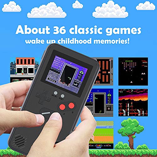 Gameboy - Funda para iPhone, Autbye Retro 3D para consola de juegos con 36 juegos clásicos, pantalla a color a prueba de golpes para iPhone (negro, para iPhone 13 Pro Max)
