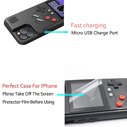 Gameboy - Funda para iPhone, Autbye Retro 3D para consola de juegos con 36 juegos clásicos, pantalla a color a prueba de golpes para iPhone (negro, para iPhone 13 Pro Max)