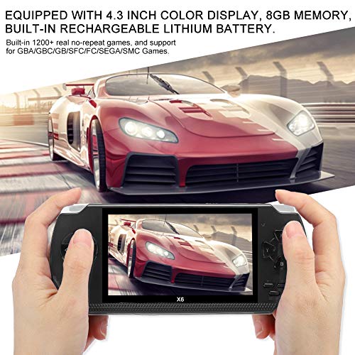 Gamepad de Consola de Juegos de 32 bits y 8 GB, Controlador de Consola de Juegos portátil de Mano con Pantalla HD de 4.3in, para Juegos GBA/GBC/GB/SFC/FC/Sega/SMC(Negro)