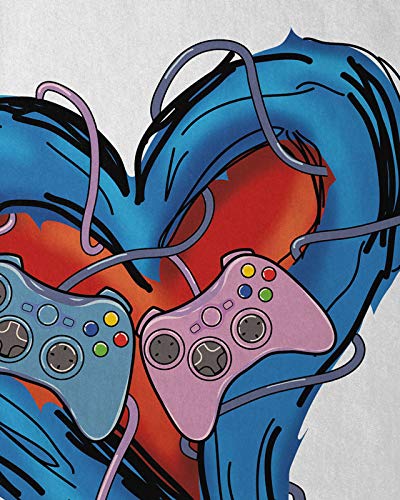 Gamer Love Camiseta para Hombre T-Shirt Videojuego Pareja Amor, Talla:M, Color:Blanco