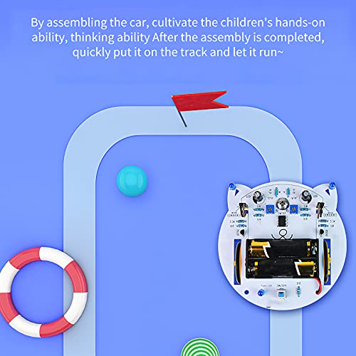 Gato DIY Inteligente Coche Interesante Lindo Batería Accionado Automático Movimiento Electrónico Conocimiento RC Robot Seguimiento STEAM Kit Educativo Juguete Programable para Niño
