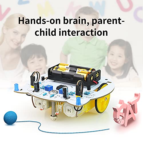 Gato DIY Inteligente Coche Interesante Lindo Batería Accionado Automático Movimiento Electrónico Conocimiento RC Robot Seguimiento STEAM Kit Educativo Juguete Programable para Niño