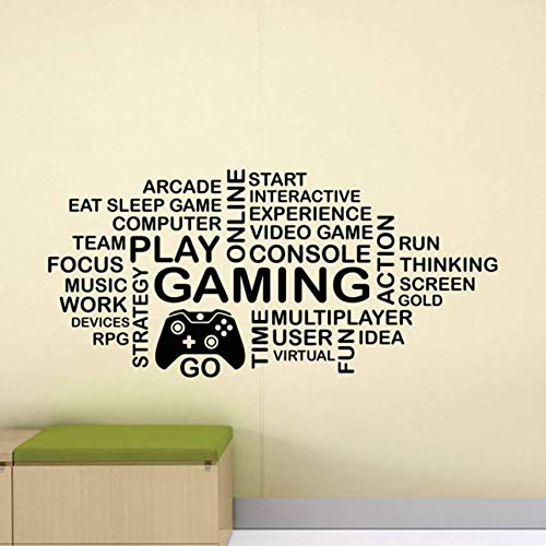 Gcbpwh Gaming Wall Decal Word Cloud Video Kids Ps4 Controlador De Xbox Cartel De Vinilo Sticker Playroom Decor Juego Pared Mural 30X64Cm