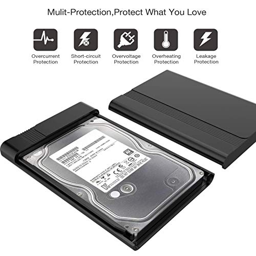 GeekerChip Carcasa USB 3.0 para Discos Duros HDD SSD de 2.5",Externo HDD de 2.5'' Carcasa para HDD y SSD de 7-9.5 mm 2.5'', Optimizado para SSD, No Requiere Herramientas, Color Negro