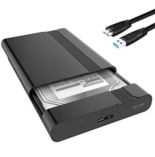 GeekerChip Carcasa USB 3.0 para Discos Duros HDD SSD de 2.5",Externo HDD de 2.5'' Carcasa para HDD y SSD de 7-9.5 mm 2.5'', Optimizado para SSD, No Requiere Herramientas, Color Negro
