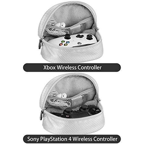 Geekria Controllers Carrying Pouch Travel Bag, Compatible with Google Stadia Cloud Gaming Platform, Sony Playstation 4 Wireless, PS4, Xbox Wireless, Nintendo Switch Pro, Portable Protector (Silver)