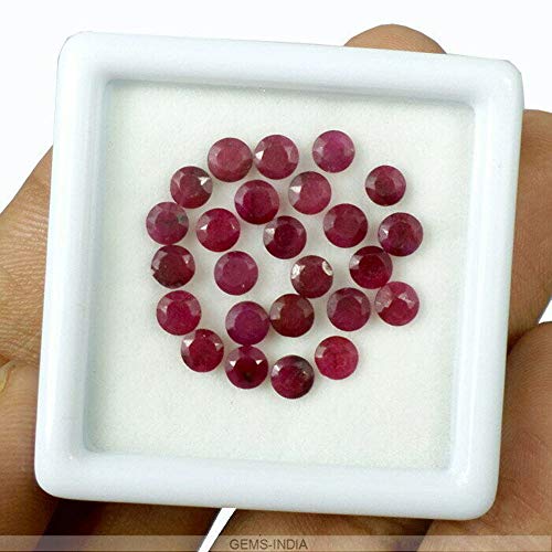 gemsindia 25 PC/ronda natural Mozambique rojo rubí calibrado gemas para la fabricación de la joyería