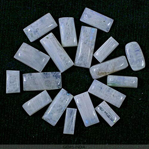 gemsindia 320 Ct/18 Pc Natural Blanco Arco Iris Moonstone sin tratar Gema Certificado