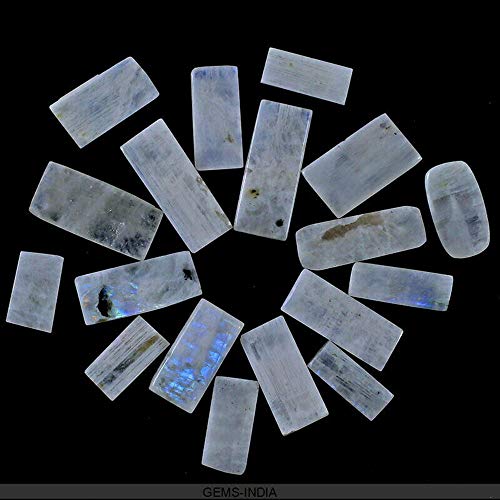 gemsindia 320 Ct/18 Pc Natural Blanco Arco Iris Moonstone sin tratar Gema Certificado