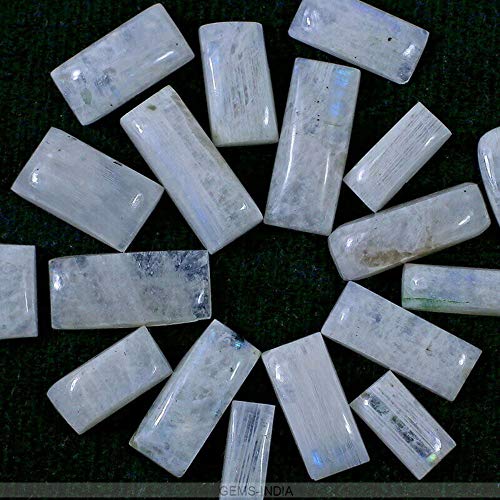 gemsindia 320 Ct/18 Pc Natural Blanco Arco Iris Moonstone sin tratar Gema Certificado