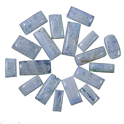 gemsindia 320 Ct/18 Pc Natural Blanco Arco Iris Moonstone sin tratar Gema Certificado