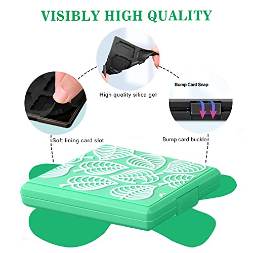 Genrics Funda de Juegos Compatible con Nintendo Switch con 12 Ranuras para Almacenamiento de Tarjetas de Juego y 12 Ranuras para Tarjetas SD, Estuche para Nintendo Switch Lite NS (Hoja Verde)