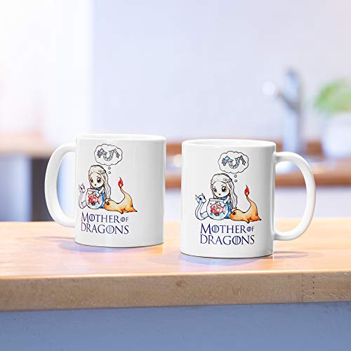 getDigital 12860 Mother of Dragons Taza para Geeks, Nerds y Anime Fans - Cerámica, Blanco. 10 x 10 x 10 x 10 cm