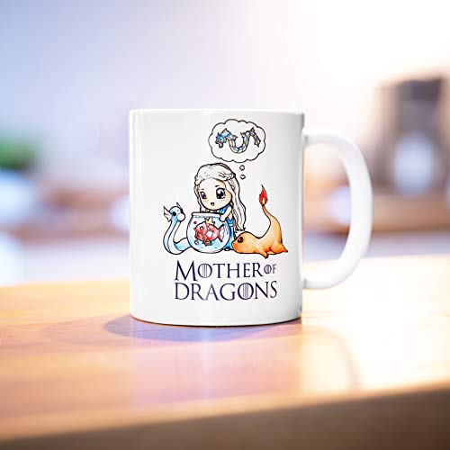 getDigital 12860 Mother of Dragons Taza para Geeks, Nerds y Anime Fans - Cerámica, Blanco. 10 x 10 x 10 x 10 cm