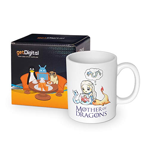 getDigital 12860 Mother of Dragons Taza para Geeks, Nerds y Anime Fans - Cerámica, Blanco. 10 x 10 x 10 x 10 cm