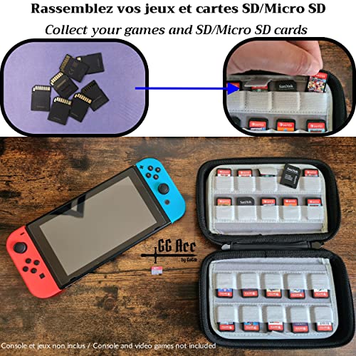 GG Acc by GoGik - Tarjeta Sandisk Ultra 128GB Micro SDXC con estuche para 80 cartuchos de Nintendo Switch/OLED/Lite, PS Vita, tarjeta SD, protección óptima para sus juegos y tarjetas SD