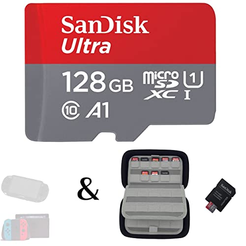 GG Acc by GoGik - Tarjeta Sandisk Ultra 128GB Micro SDXC con estuche para 80 cartuchos de Nintendo Switch/OLED/Lite, PS Vita, tarjeta SD, protección óptima para sus juegos y tarjetas SD