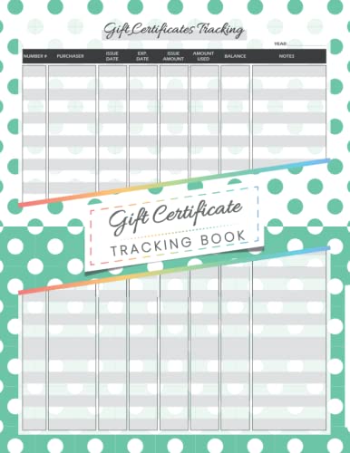 Gift Certificate Tracking Book: Gift Cards Logbook Organizer | Record Gift Certificates Details For Small Business | Large 8.5x11 Inch. 100 Pages