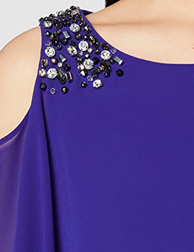 Gina Bacconi Women's Cold Shoulder Dress with Beading Vestido de cctel, Zafiro, 46 para Mujer