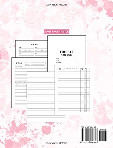 Grammar Notebook: Primary Composition Lined Pages with Wide Ruled Papers for Note-Taking: Reminder of Due Date for Assignment, Homework, Group and ... Teachers and Classmates: For Elementary Girls