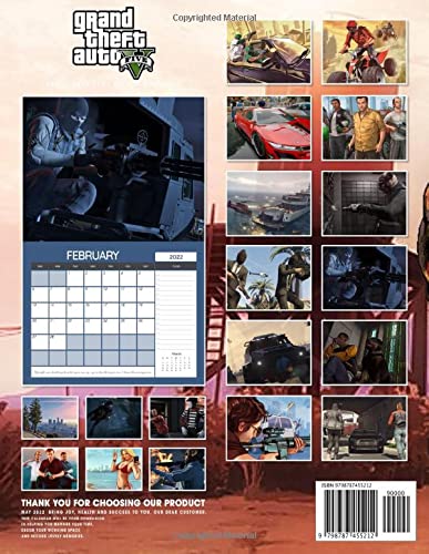 Grand Thẹft Auto V: Video Game Calendar 2022 - Games calendar 2022-2023 18 months- Planner Gifts boys girls kids and all Fans (Kalendar Calendario Calendrier).21