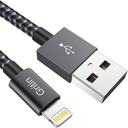 Gritin Cable Lightning Cargador iPhone, 2M [Apple MFi Certificado] Carga Rápida Nylon Trenzado Primera Calidad para iPhone 11 Pro/XR/XS MAX/XS/X/8/7/6S Plus/5S/5C/5/iPad Pro/iPad