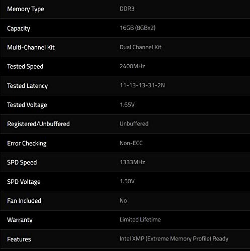 G.Skill F3-2400C11D-16GXM - Memoria RAM de 16 GB (DDR3, 2 x 8 GB, 2400 MHz, 240-pin, CL11), Azul