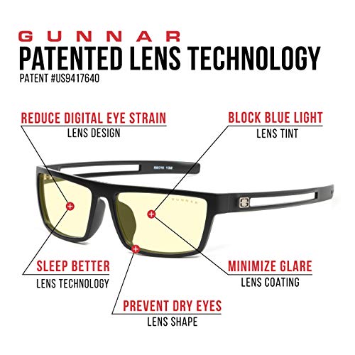 Gunnar Gafas para Videojuegos y Ordenador | Valve, Montura: Onyx Lentes: Ámbar | con filtro de Luz Azul | Lente Patentada con protección 65% de Luz Azul y 100% de UV