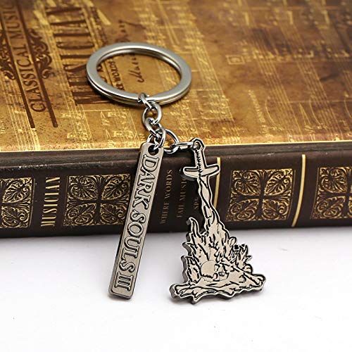 guodong Dark Souls 3 Llavero Ps4 Games Metal Logo Colgante llaveros Hombres Coche Mujer Bolso Llavero Juego joyería