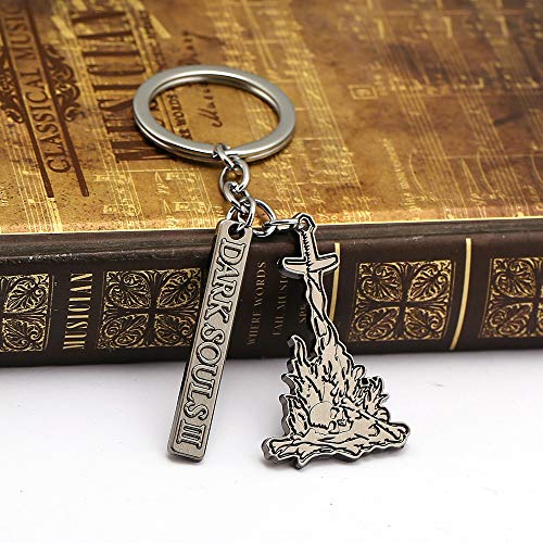 guodong Dark Souls 3 Llavero Ps4 Games Metal Logo Colgante llaveros Hombres Coche Mujer Bolso Llavero Juego joyería