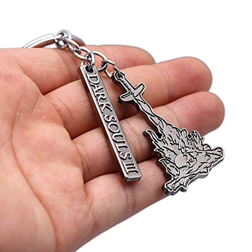 guodong Dark Souls 3 Llavero Ps4 Games Metal Logo Colgante llaveros Hombres Coche Mujer Bolso Llavero Juego joyería